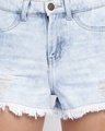 Shop Women's Light Blue Washed Distressed Denim Shorts