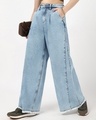 Shop Women's Light Blue Washed Flared Korean Jeans-Front