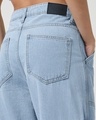 Shop Women's Light Blue Washed Straight Fit Cargo Jeans