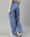 Shop Women's Light Blue Wide Leg Cargo Jeans-Full