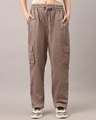 Shop Women's Light Brown Loose Comfort Fit Cargo Pants-Front