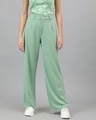 Shop Women's Light Green Straight Fit Trousers-Front