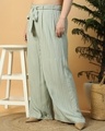Shop Women's Light Green Striped Loose Comfort Fit Plus Size Flared Pants-Design