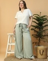 Shop Women's Light Green Striped Loose Comfort Fit Plus Size Flared Pants