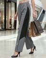 Shop Women's Light Grey Color Block Oversized Parachute Pants-Front