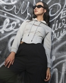 Shop Women's Light Grey Corset & Cropped Hoodie Set-Front