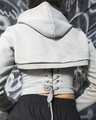 Shop Women's Light Grey Corset & Cropped Hoodie Set