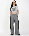 Shop Women's Light Grey Color Block Oversized Parachute Pants-Full