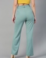Shop Women's Light Moss Green Straight Fit Trousers-Full