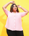 Shop Women's Light Pink Boxy Fit Plus Size Shirt-Front