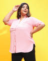 Shop Women's Light Pink Boxy Fit Plus Size Shirt-Design