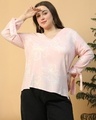 Shop Women's Light Pink Floral Printed Plus Size Top-Front