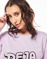 Shop Women's Lilac Bloom Deja Moo Graphic Printed Oversized T-shirt