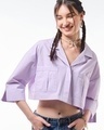 Shop Women's Lilac Oversized Cargo Crop Shirt-Front