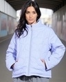 Shop Women's Lilac Oversized Puffer Jacket-Front