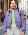 Shop Women's Lime & Lavender Reversible Super Loose Fit  Puffer Jacket-Front