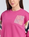 Shop Women's Pink Color Block Oversized Sweatshirt