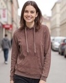 Shop Women's Maroon Acid Wash Hoodies-Front
