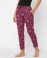 Shop Women's Maroon All Over Floral Printed Cotton Lounge Pants-Full