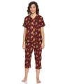 Shop Women's Maroon All Over Floral Printed Nightsuit-Front