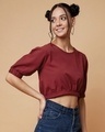 Shop Women's Maroon Back Knotted Short Top-Design