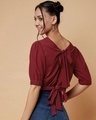 Shop Women's Maroon Back Knotted Short Top-Full