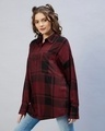 Shop Women's Maroon & Black Checked Oversized Shirt-Design
