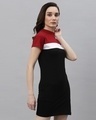 Shop Women's Maroon & Black Color Block Slim Fit Bodycon Dress-Design