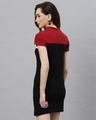 Shop Women's Maroon & Black Color Block Slim Fit Bodycon Dress-Full