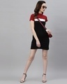 Shop Women's Maroon & Black Color Block Slim Fit Bodycon Dress