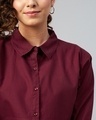 Shop Women's Maroon Boxy Fit Crop Shirt