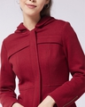 Shop Women's Maroon Collared Long Jacket-Full