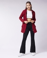 Shop Women's Maroon Collared Long Jacket