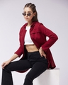 Shop Women's Maroon Collared Long Jacket