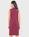 Shop Women's Maroon Color Block High Neck Slim Fit Dress-Design