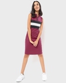 Shop Women's Maroon Color Block High Neck Slim Fit Dress-Full