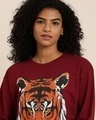 Shop Women's Maroon Graphic Print Oversized Sweatshirt-Full