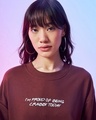 Shop Women's Brown Graphic Printed Oversized Sweatshirt