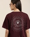 Shop Women's Maroon Graphic Printed Oversized T-shirt-Front