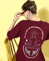 Shop Women's Maroon Graphic Printed Oversized T-shirt-Front