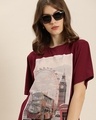 Shop Women's Maroon Graphic Printed Relaxed Fit T-shirt-Front
