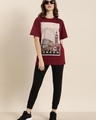 Shop Women's Maroon Graphic Printed Relaxed Fit T-shirt-Full