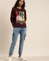 Shop Women's Maroon Graphic Printed Relaxed Fit T-shirt-Full