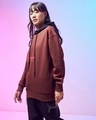 Shop Women's Brown Happier Graphic Printed Oversized Hoodies