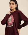 Shop Women's Maroon Hello Sunshine Typography Oversized T-shirt-Design