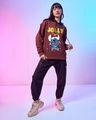 Shop Women's Brown Jolly Enough Graphic Printed Oversized Hoodies-Full