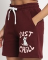 Shop Women's Maroon Just Chill Typography Relaxed Fit Shorts