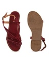 Shop Women's Maroon Leafy Fringes Sandal