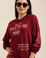 Shop Women's Maroon Life is Tough Typography Oversized T-shirt-Design