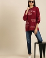 Shop Women's Maroon Life is Tough Typography Oversized T-shirt-Full